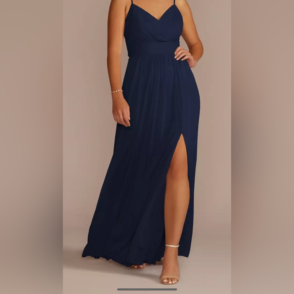David's Bridal Marine/Navy Blue Bridesmaids Dress